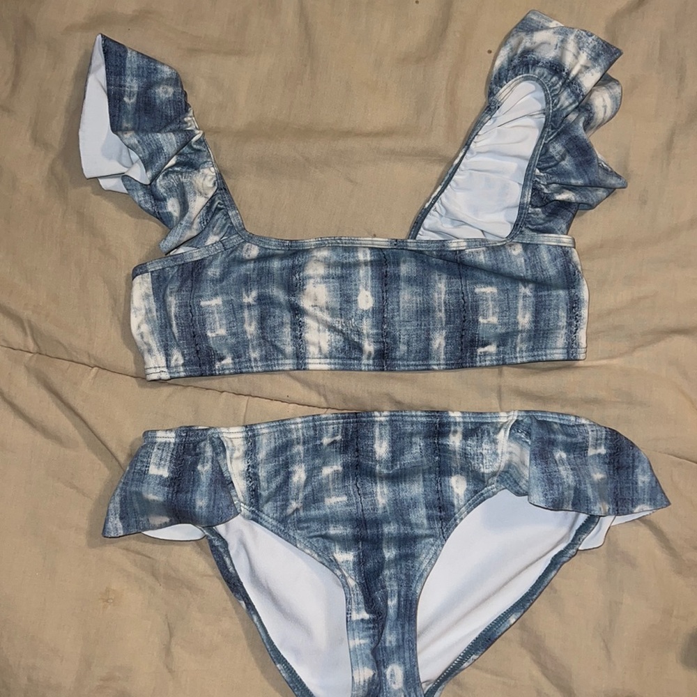 Girls Billabong Size 10 Bikini Blue Tie Dye EUC